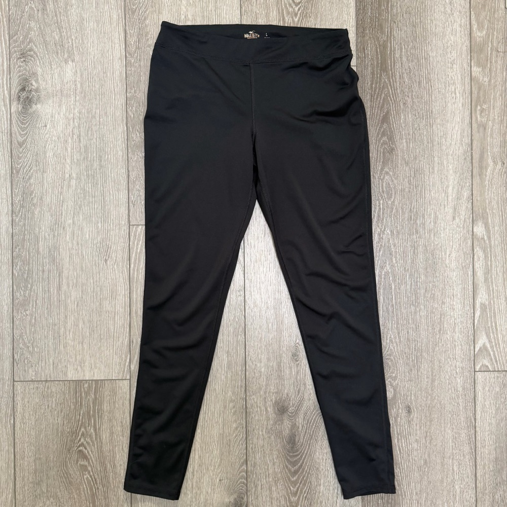 HOLLISTER ELASTIC WAISTBAND PULL ON STETCH ATHLETIC LEGGINGS BLACK LARGE